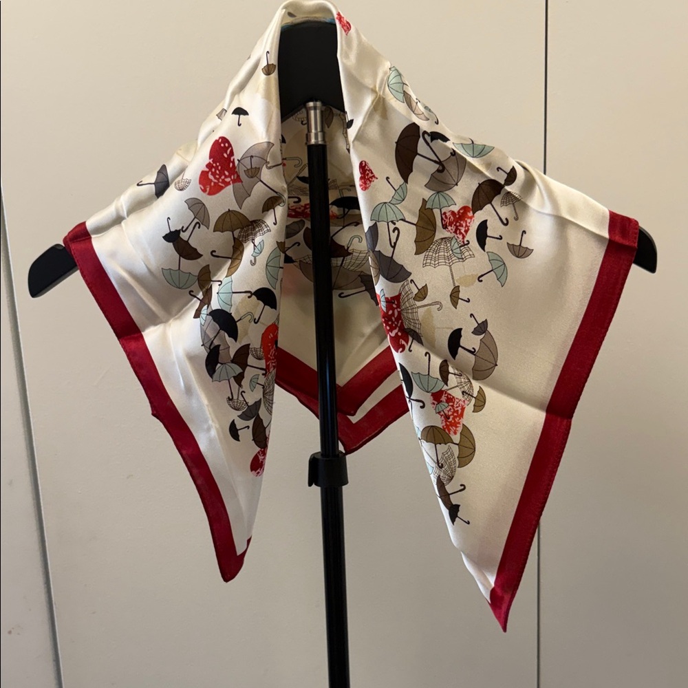 Elegant Red and Cream 100% Silk Scarf